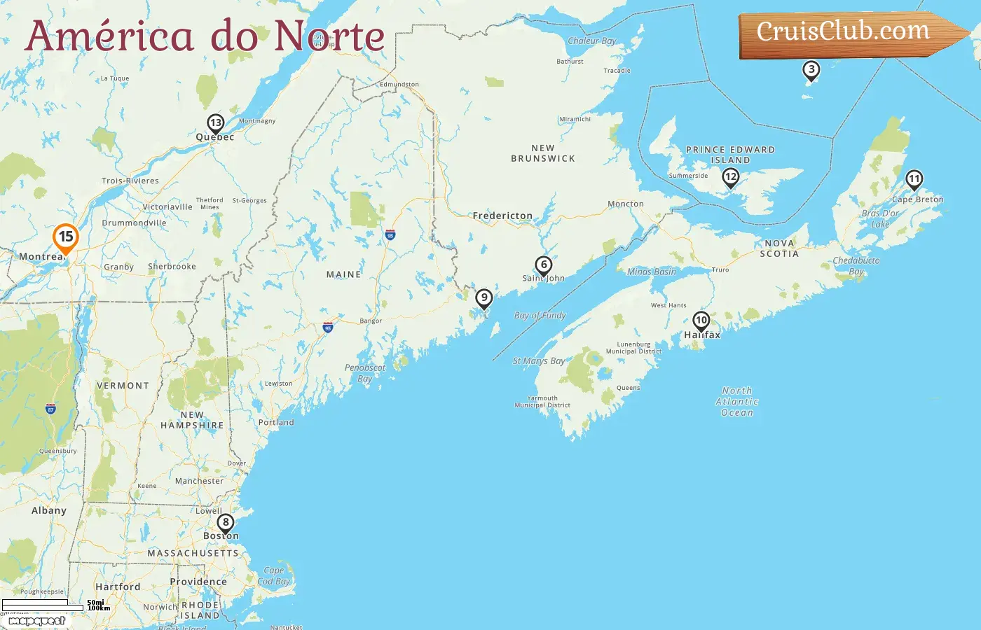 Cruzeiro na América do Norte de Montreal a bordo do navio Volendam com visitas ao Canadá e Estados Unidos por 15 dias