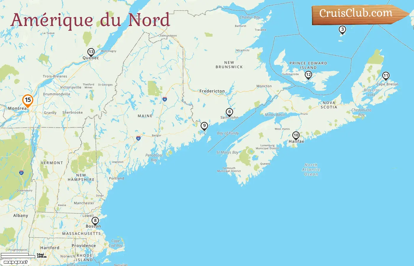 Croisière en Amérique du Nord au départ de Montréal à bord du navire Volendam avec des escales au Canada et aux États-Unis pendant 15 jours