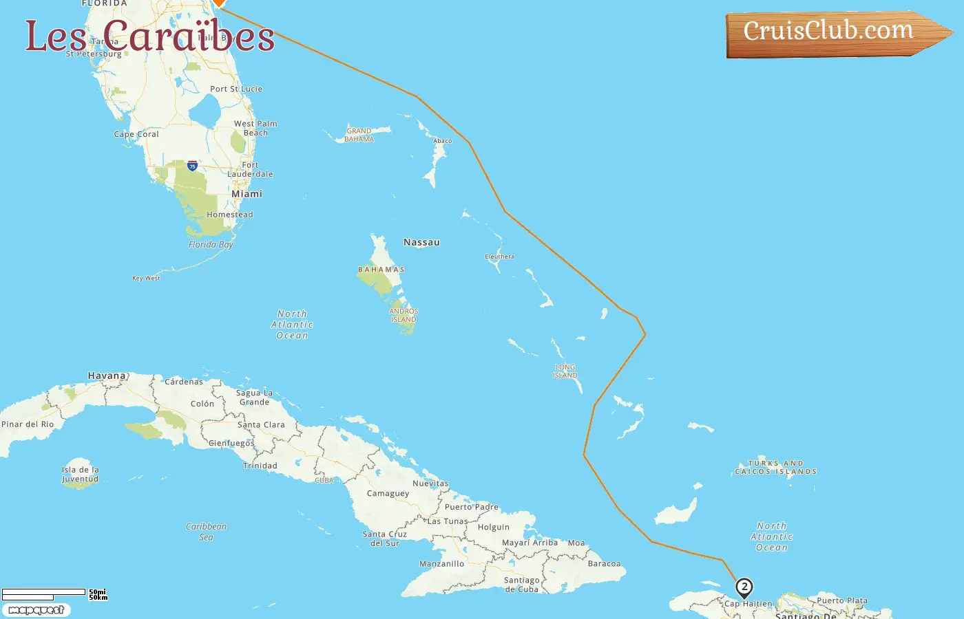 Croisière dans les Caraïbes au départ de Port Canaveral/Orlando à bord du navire Explorer of the Seas avec des visites aux Etats-Unis et en Haïti pendant 5 jours