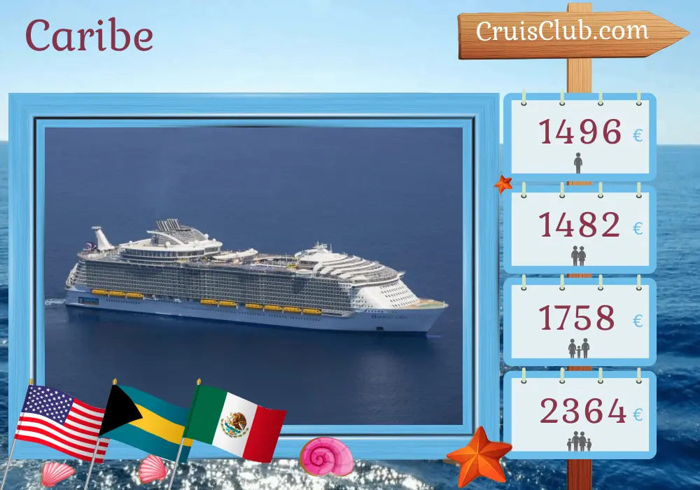 Crucero por el Caribe desde Port Canaveral / Orlando a bordo del barco Harmony of the Seas con visitas a EE. UU., Bahamas y México por 6 días