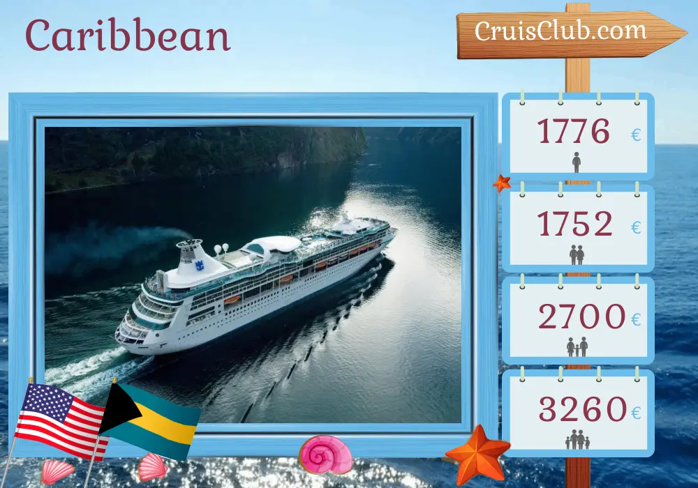Cruise in the Caribbean from Fort Lauderdale aboard Vision of the Seas ship with visits to USA, Bahamas, and Haiti for 8 days