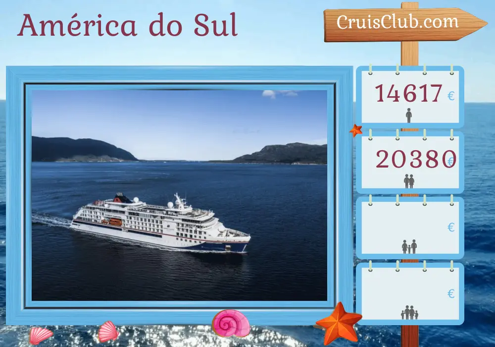 Cruzeiro na América do Sul de Colônia a Valparaíso a bordo do navio HANSEATIC inspiration com visitas ao Panamá, Colômbia, Equador, Peru e Chile por 19 dias