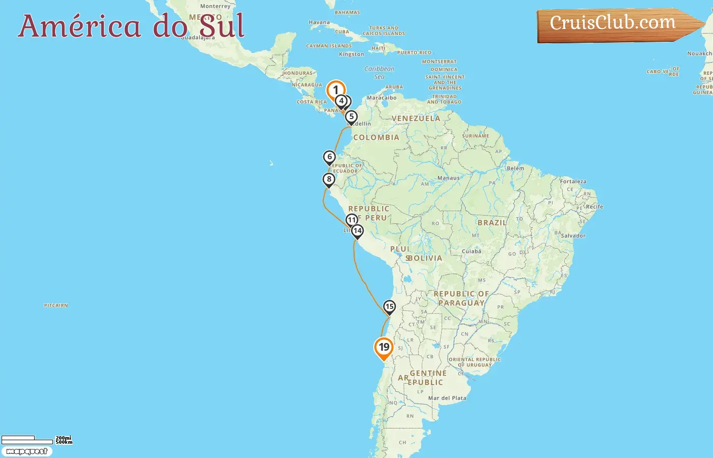 Cruzeiro na América do Sul de Colônia a Valparaíso a bordo do navio HANSEATIC inspiration com visitas ao Panamá, Colômbia, Equador, Peru e Chile por 19 dias