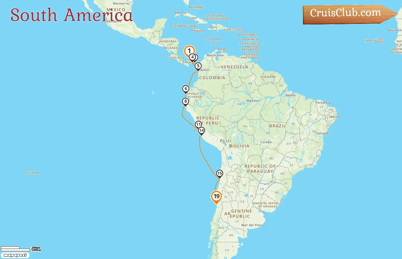 Cruise in the South America from Cologne to Valparaiso aboard HANSEATIC inspiration ship with visits to Panama, Colombia, Ecuador, Peru, and Chile for 19 days