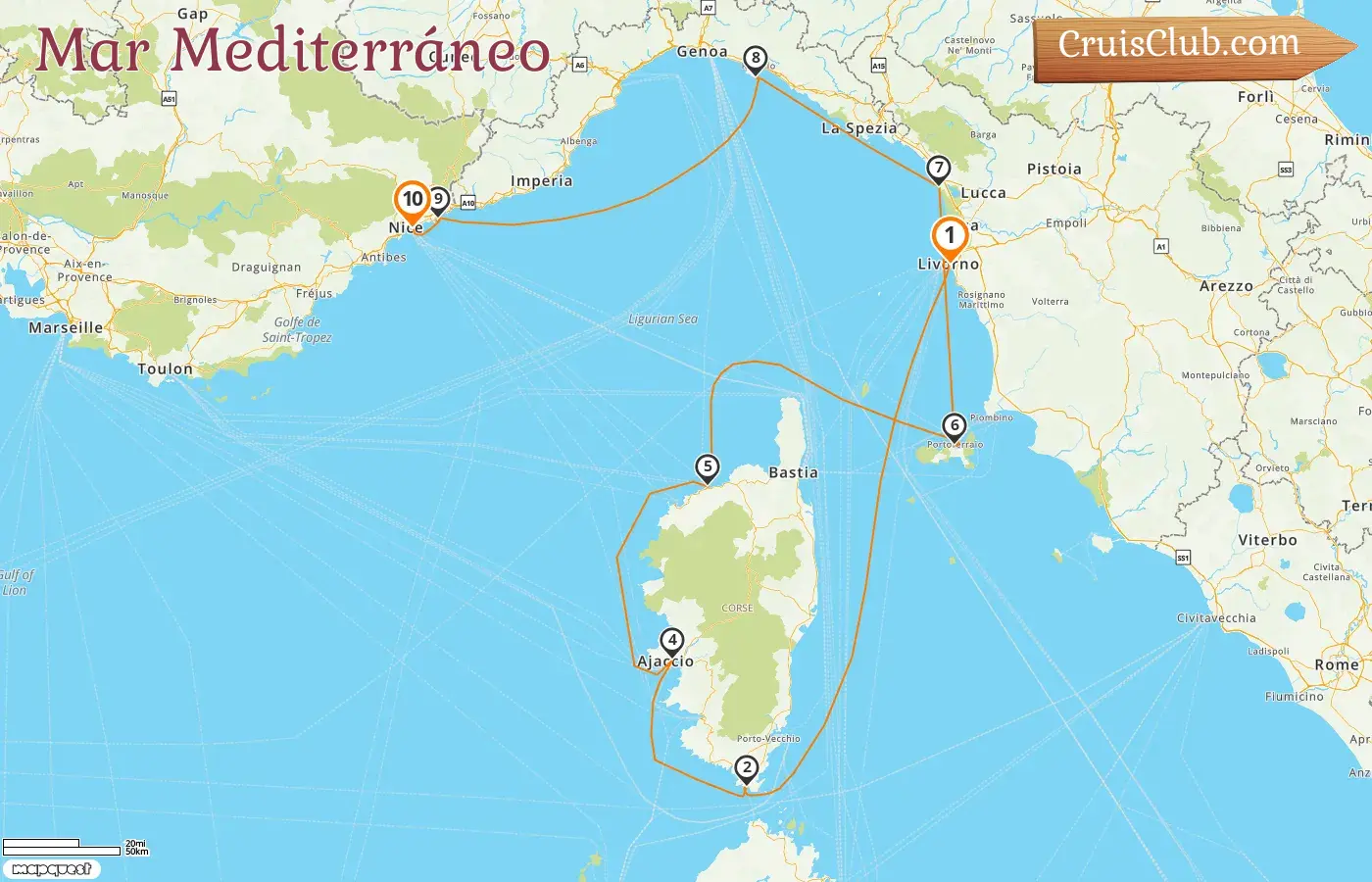 Crucero por el Mediterráneo de Livorno a Niza a bordo del barco Sea Cloud II con visitas a Italia, Francia y Mónaco durante 10 días