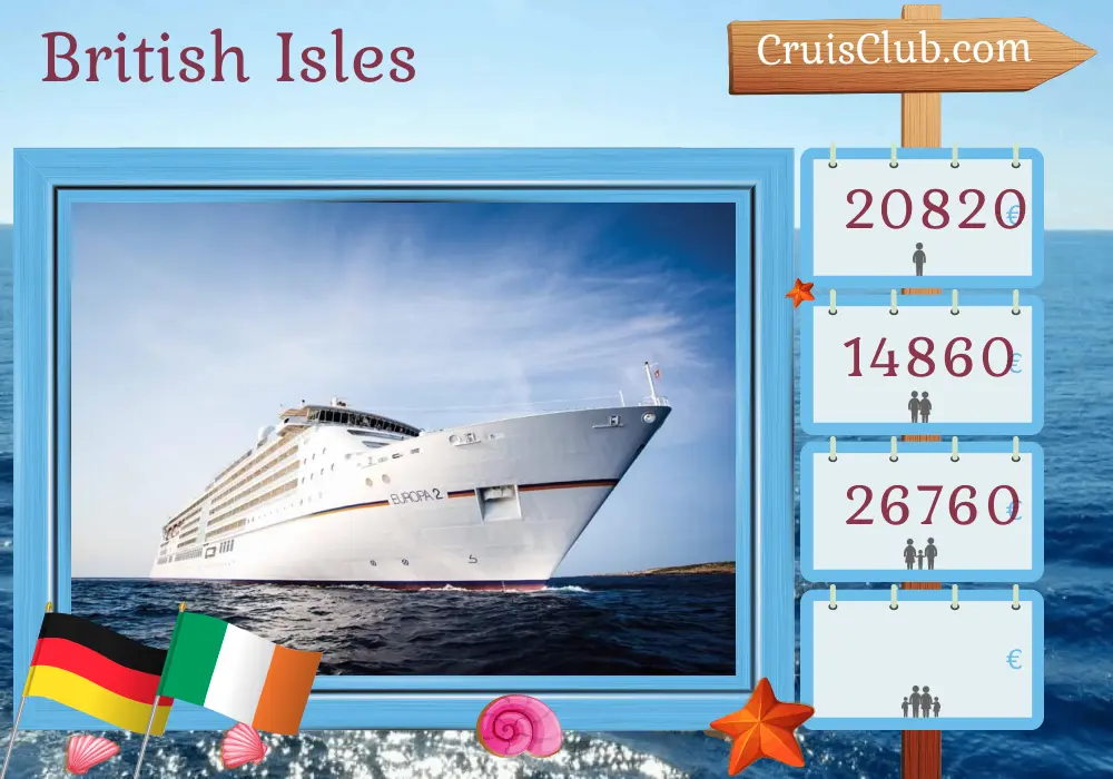 Cruise in the British Isles from Hamburg aboard MS EUROPA 2 ship with visits to Germany and Ireland for 14 days