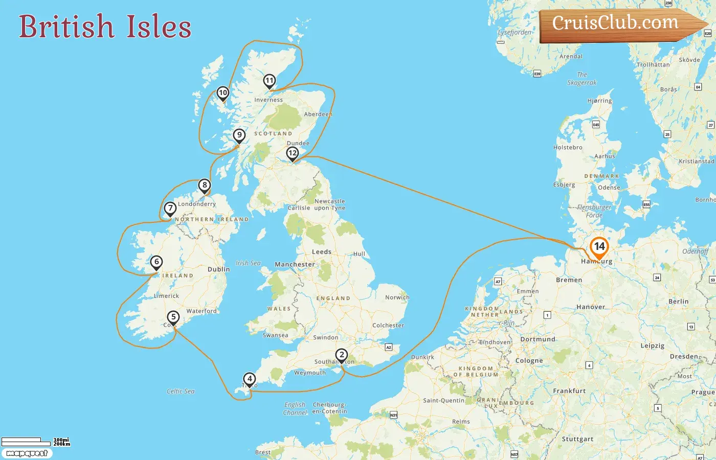 Kreuzfahrt in den Britischen Inseln ab Hamburg an Bord des Schiffes MS EUROPA 2 mit Besuchen in Deutschland und Irland für 14 Tage