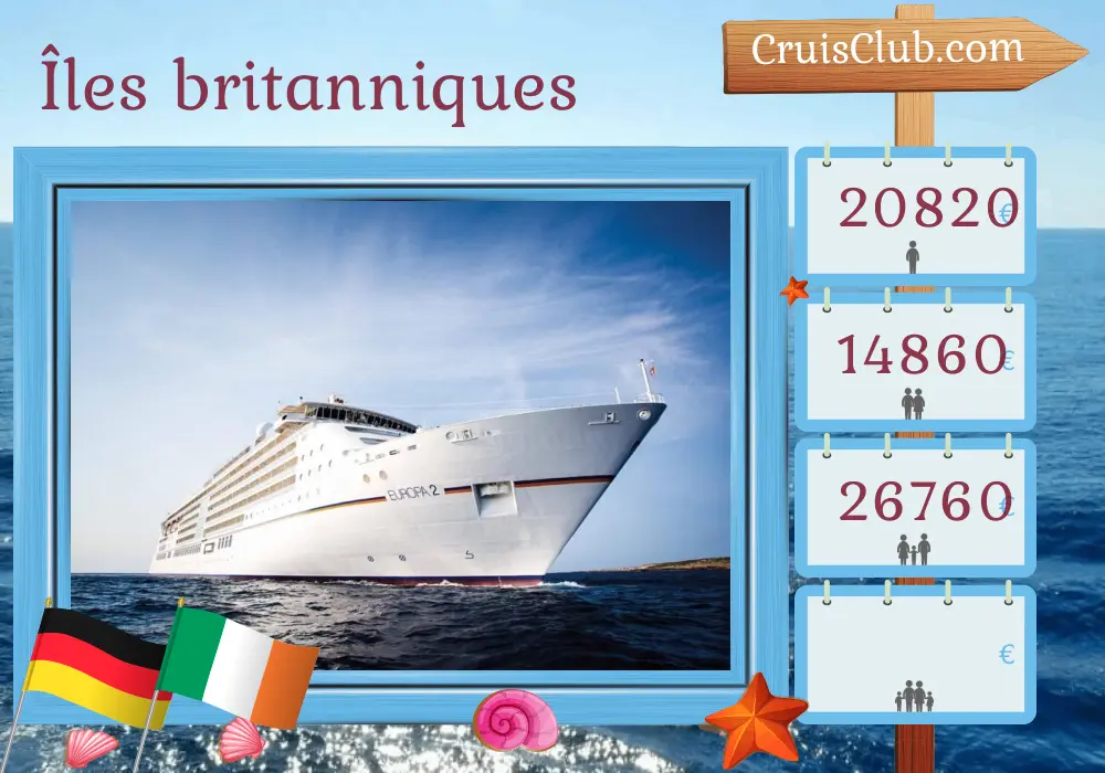 Croisière dans les îles britanniques au départ d`Hambourg à bord du navire MS EUROPA 2 avec des visites en Allemagne et en Irlande pendant 14 jours