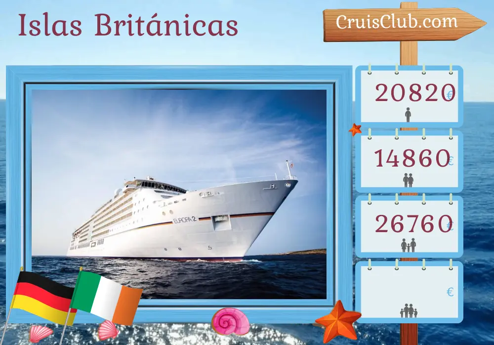 Crucero por las Islas Británicas desde Hamburgo a bordo del barco MS EUROPA 2 con visitas a Alemania e Irlanda por 14 días