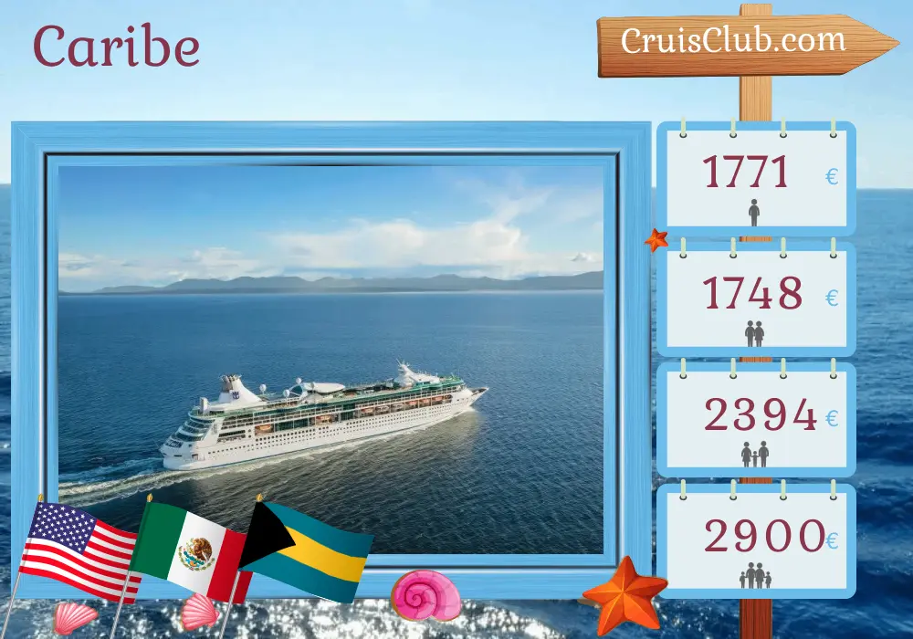 Cruzeiro no Caribe a partir de Tampa a bordo do navio Rhapsody of the Seas com visitas aos EUA, México e Bahamas por 8 dias
