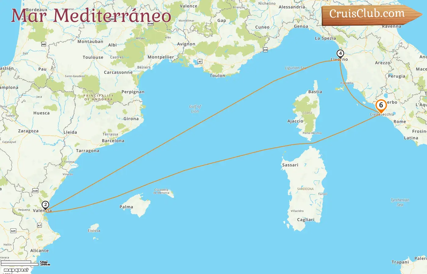 Crucero por el Mediterráneo desde Civitavecchia a bordo del MSC Orchestra con visitas a Italia y España por 6 días