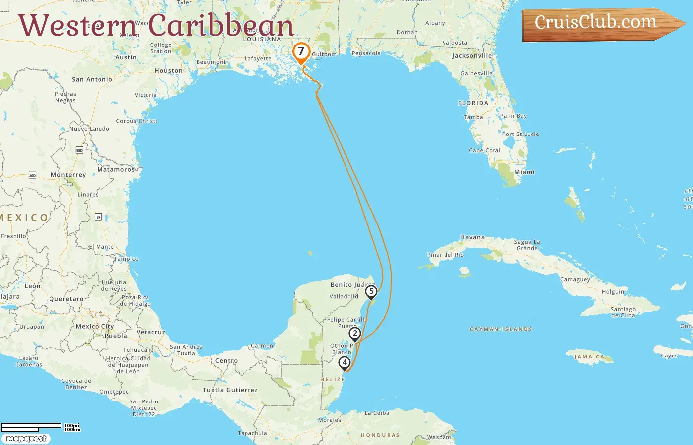 Cruise in the Western Caribbean from New Orleans aboard Mariner of the Seas ship with visits to USA, Mexico, and Belize for 7 days