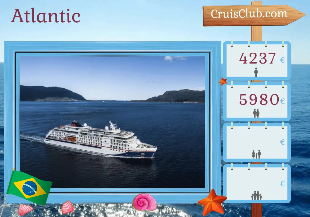Cruise in the Atlantic from Belém to Leixões aboard HANSEATIC inspiration ship with visits to Brazil for 12 days