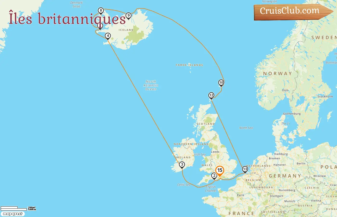 Croisière dans les îles britanniques au départ de Southampton à bord du navire Sky Princess avec des escales en Irlande, en Islande et en Belgique pendant 15 jours