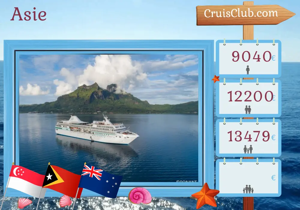 Croisière en Asie de Singapour à Darwin à bord du navire Paul Gauguin avec des escales à Singapour, en Indonésie, au Timor-Leste et en Australie pendant 14 jours