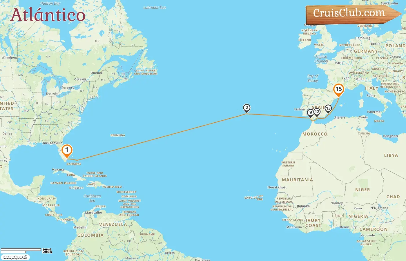 Crucero en el Transatlántico de Fort Lauderdale a Barcelona a bordo del barco Disney Dream con visitas a Estados Unidos, Portugal y España durante 15 días