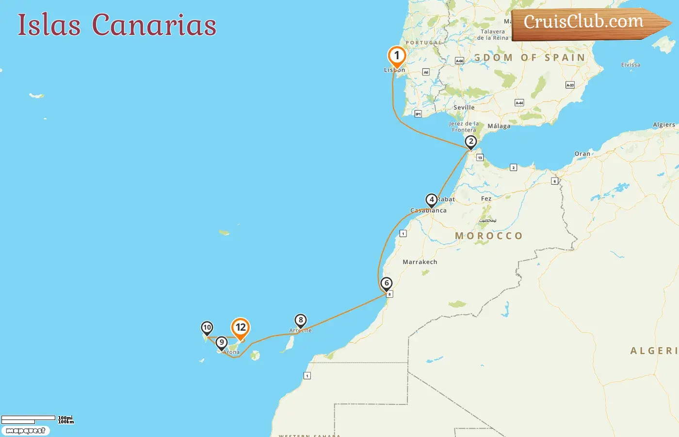 Crucero por las Islas Canarias de Lisboa a Santa Cruz de Tenerife a bordo del barco MS EUROPA 2 con visitas a Marruecos y España durante 12 días