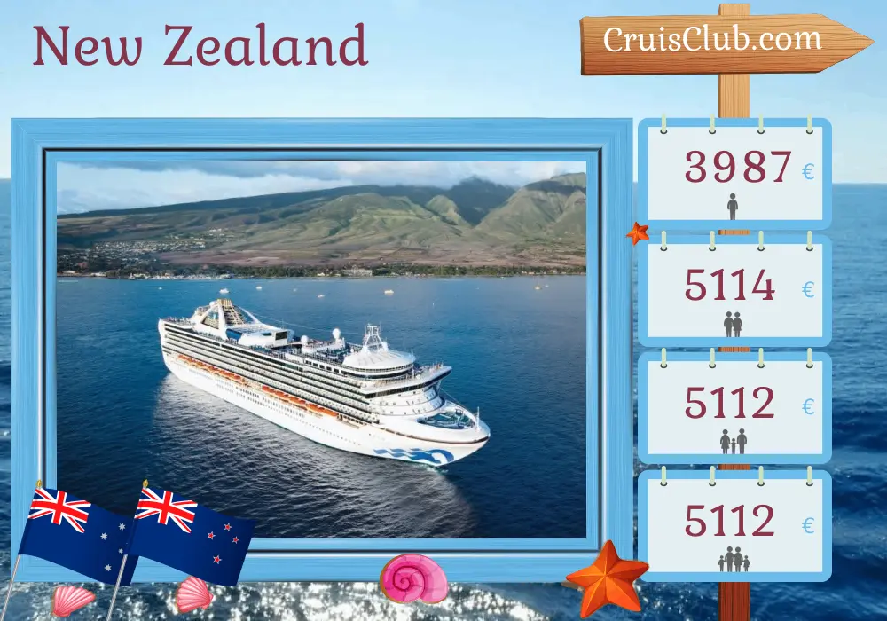 Cruise in the New Zealand from Brisbane aboard Grand Princess ship with visits to Australia and New Zealand for 15 days