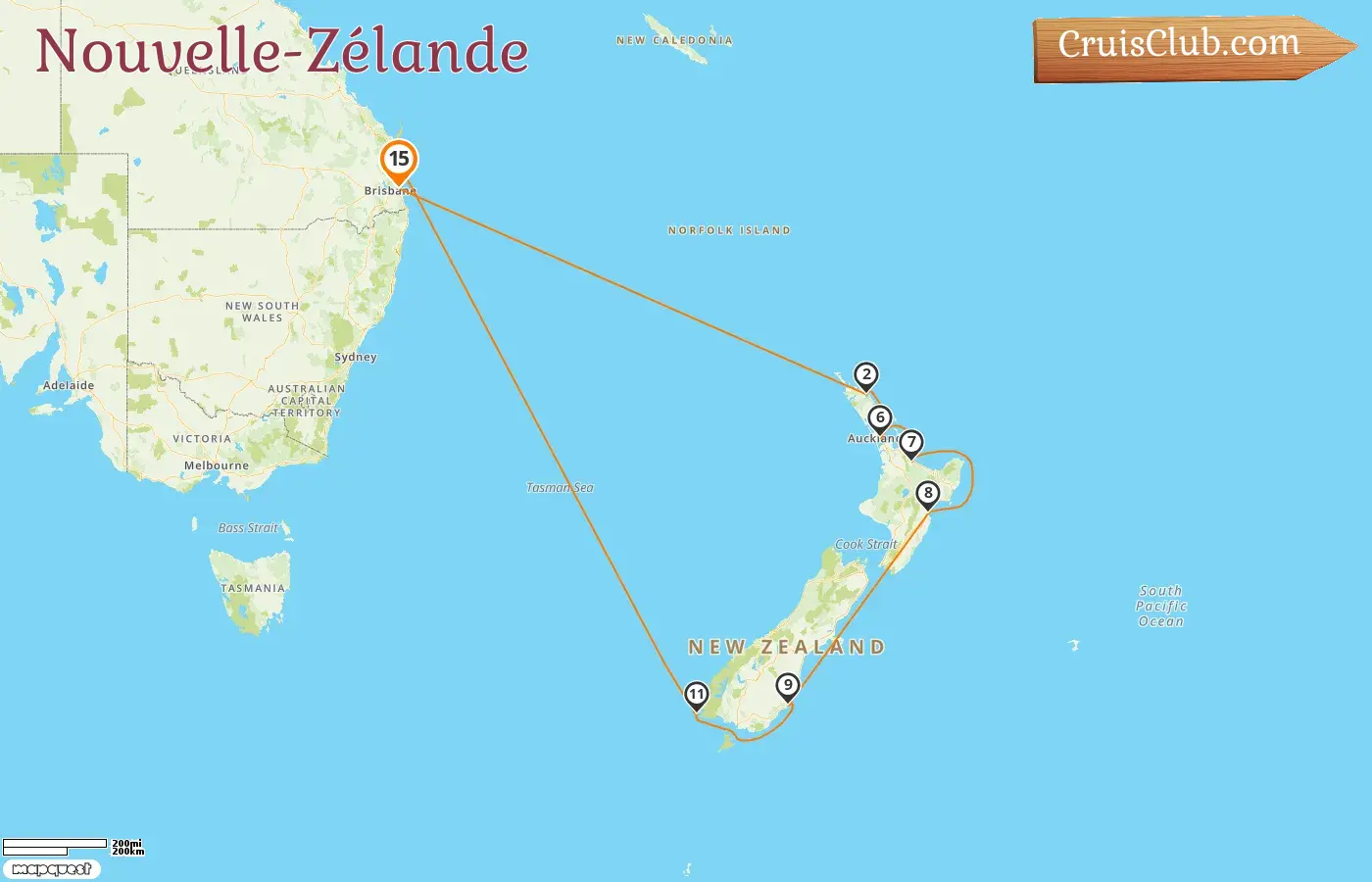 Croisière en Nouvelle-Zélande au départ de Brisbane à bord du navire Grand Princess avec des visites en Australie et en Nouvelle-Zélande pendant 15 jours