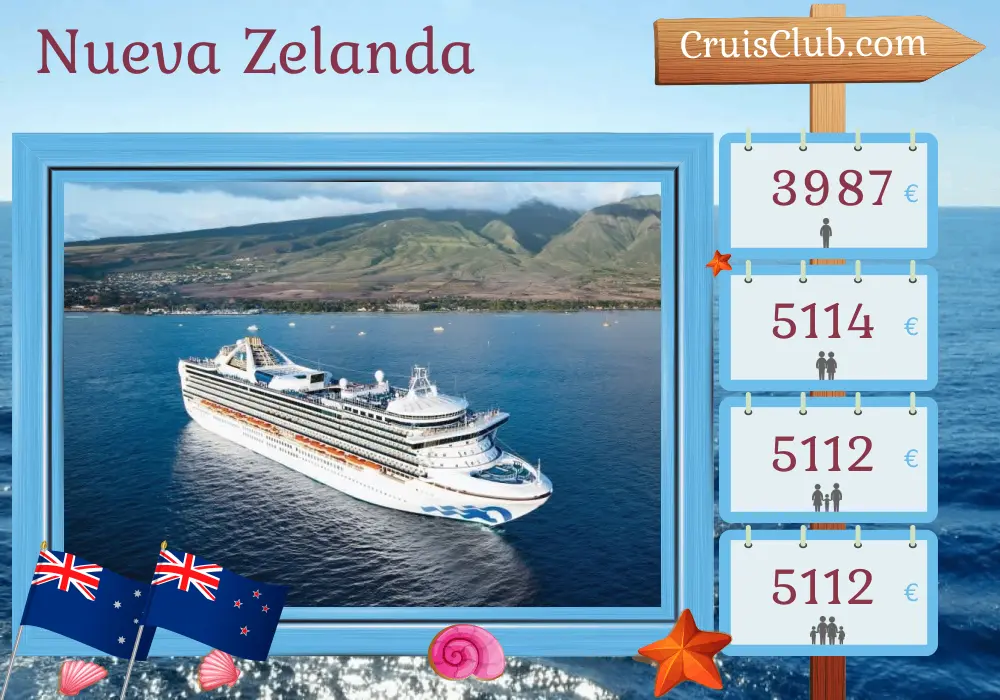 Crucero por Nueva Zelanda desde Brisbane a bordo del barco Grand Princess con visitas a Australia y Nueva Zelanda durante 15 días