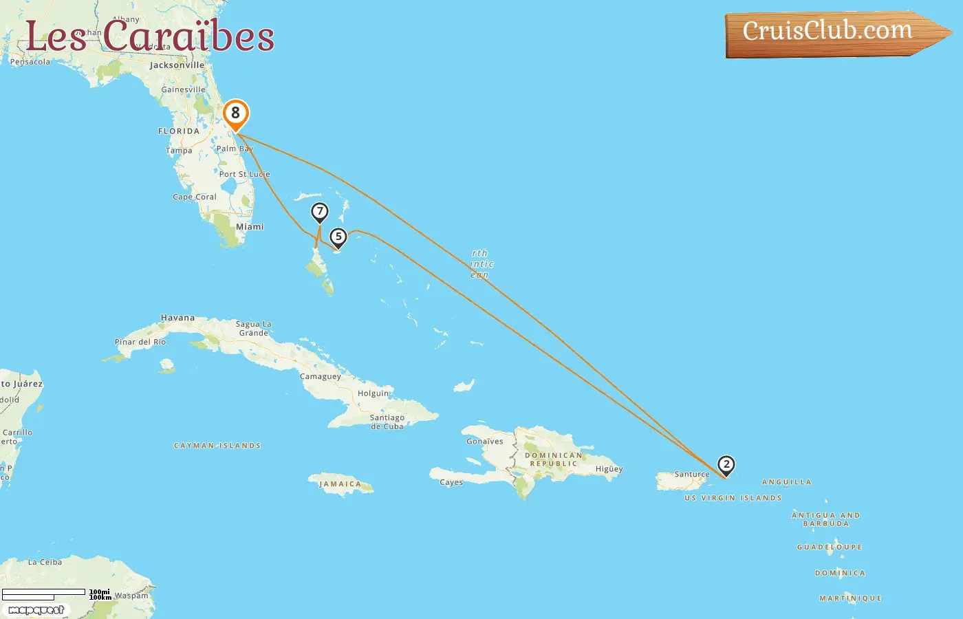 Croisière dans les Caraïbes au départ de Port Canaveral / Orlando à bord du navire Harmony of the Seas avec des escales aux États-Unis et aux Bahamas pendant 8 jours