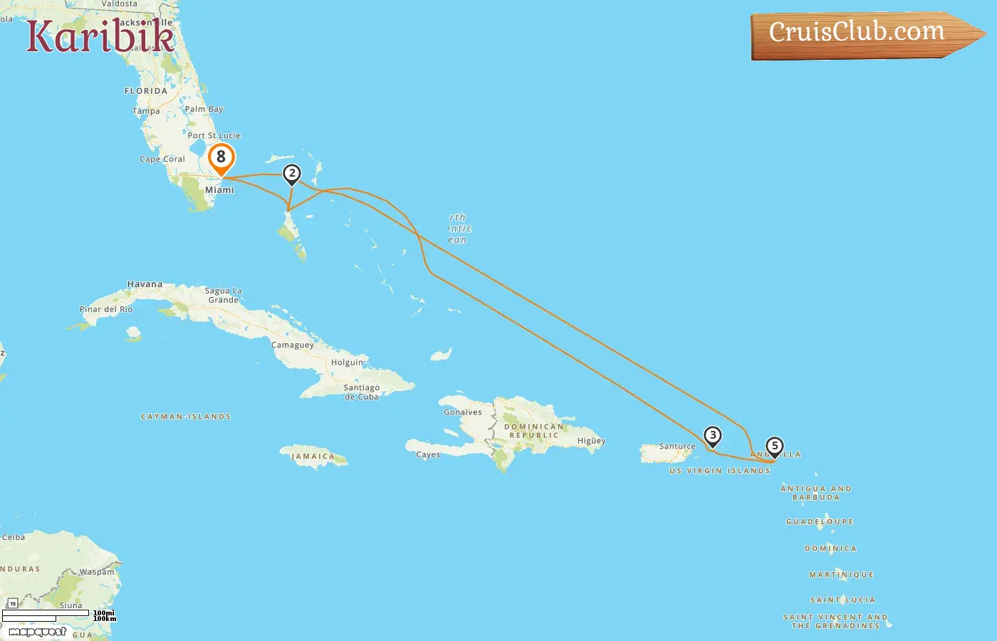 Kreuzfahrt in der Karibik ab Fort Lauderdale an Bord des Schiffes Oasis of the Seas mit Besuchen in den USA und den Bahamas für 8 Tage