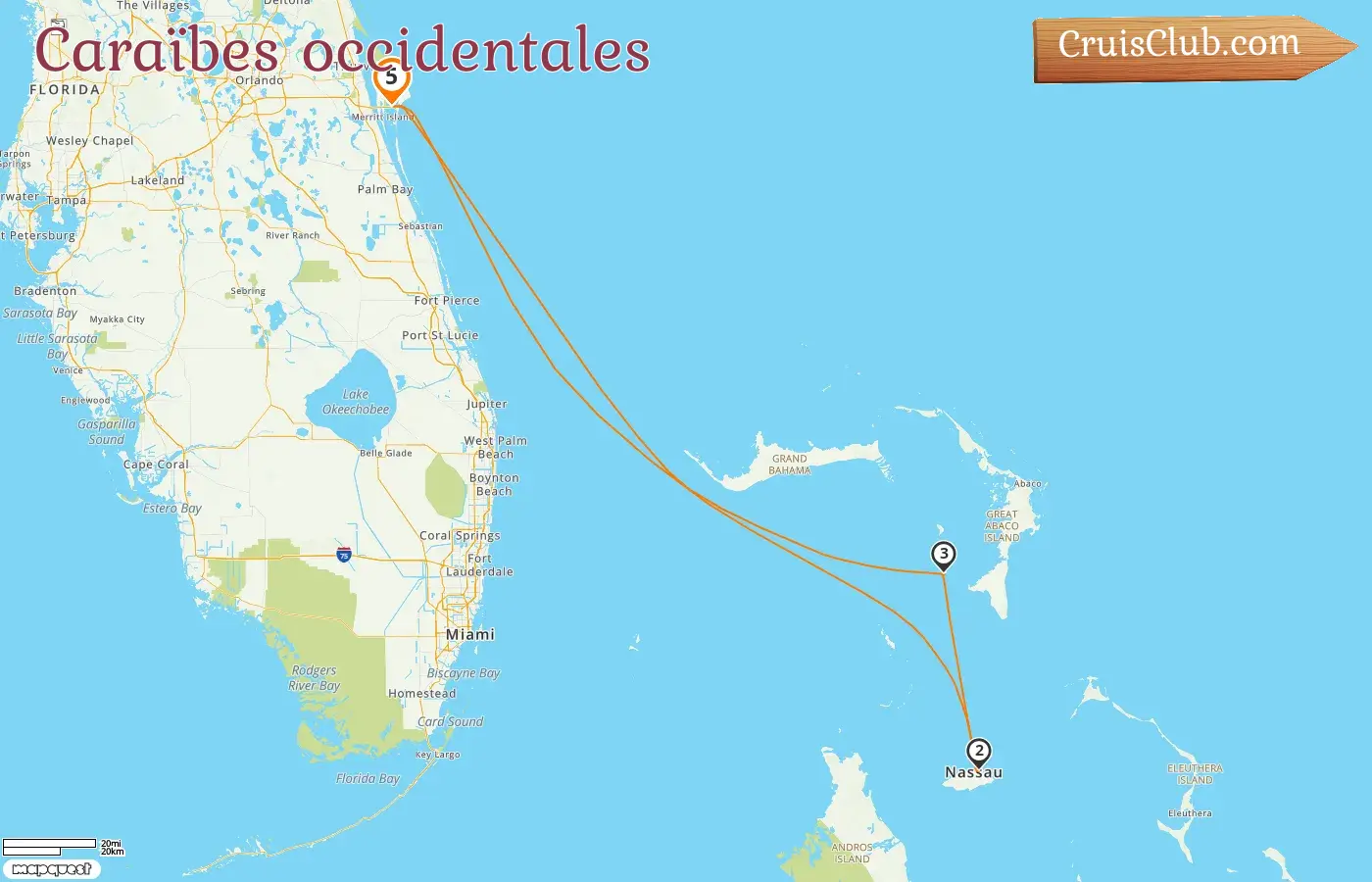 Croisière dans les Caraïbes occidentales au départ de Port Canaveral / Orlando à bord du navire Disney Wish avec escales aux États-Unis et aux Bahamas pendant 5 jours