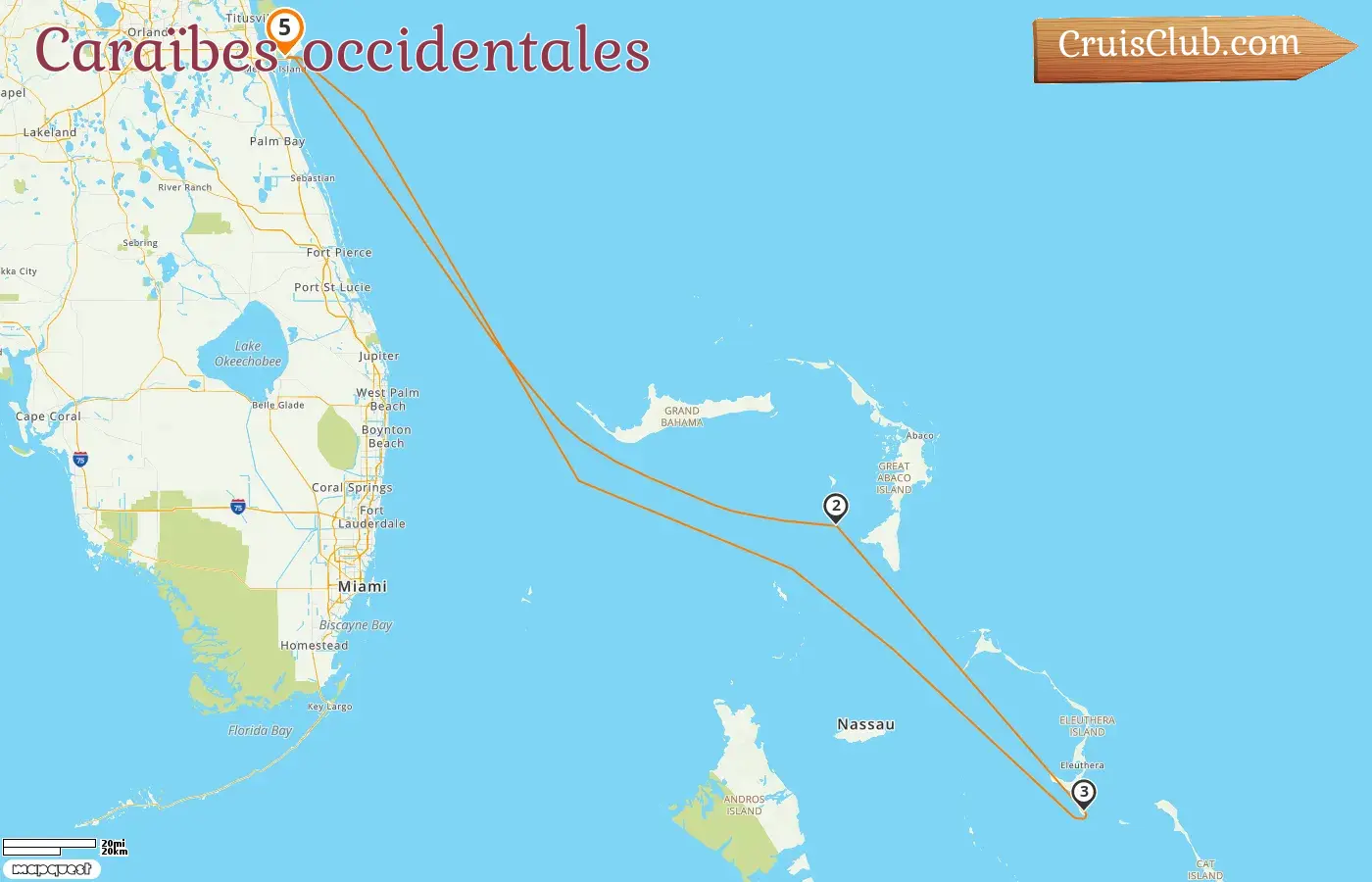 Croisière dans les Caraïbes occidentales au départ de Port Canaveral / Orlando à bord du navire Disney Wish avec escales aux États-Unis et aux Bahamas pendant 5 jours