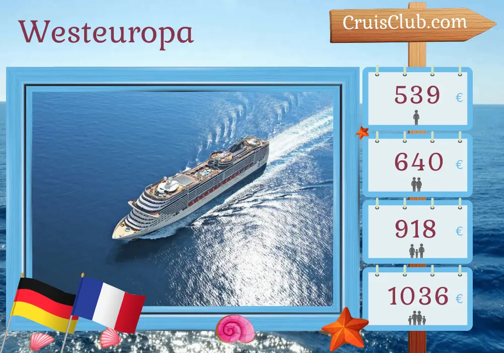 Kreuzfahrt im westlichen Europa von Hamburg nach Le Havre an Bord des MSC Preziosa Schiffs mit Stopps in Deutschland und Frankreich für 4 Tage