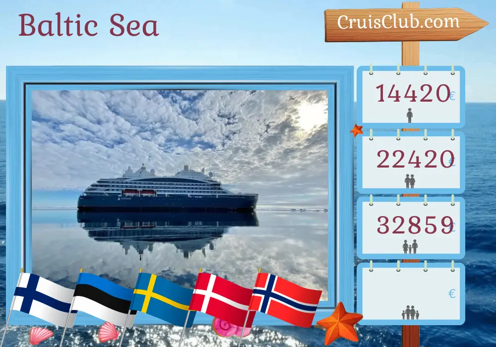Cruise in the Baltic Sea from Helsinki to Mountains aboard Le Commandant Charcot ship with visits to Finland, Estonia, Sweden, Denmark, and Norway for 11 days