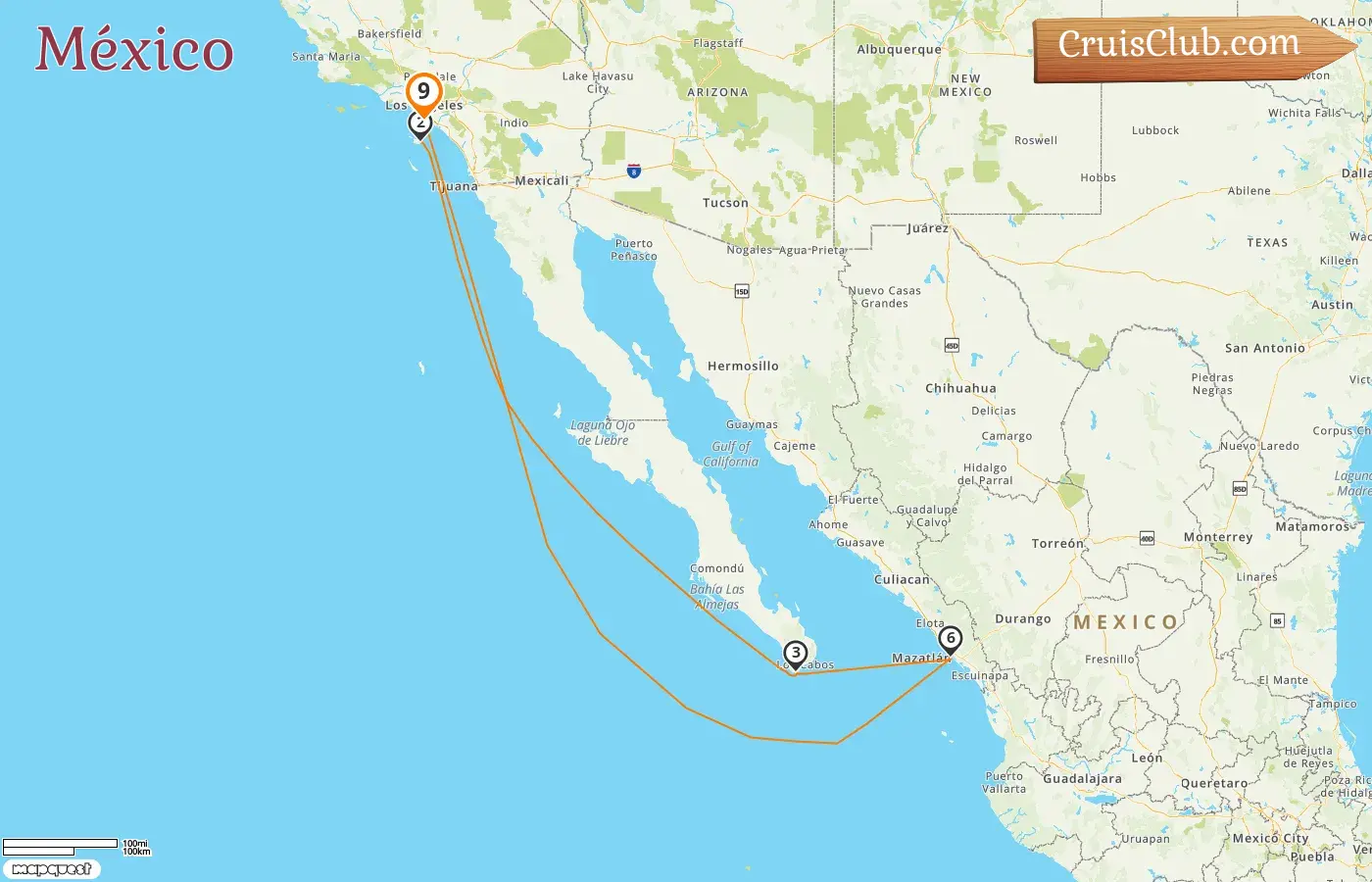 Crucero por México desde Los Ángeles a bordo del barco Voyager of the Seas con visitas a EE. UU. y México durante 9 días