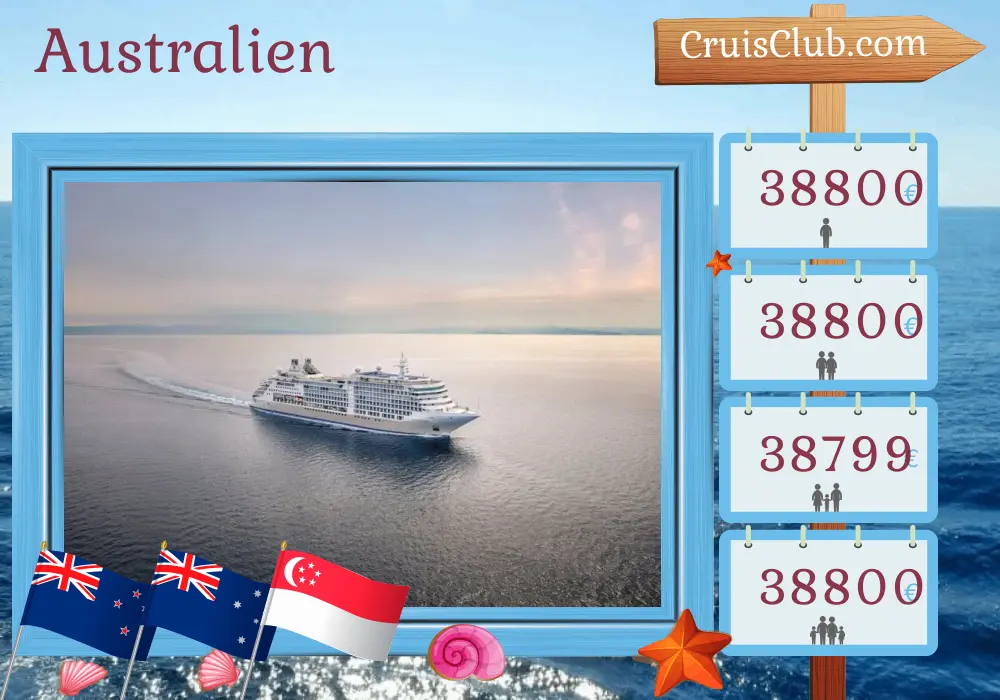 Kreuzfahrt in Australien von Auckland nach Singapur an Bord des Schiffes Silver Dawn mit Besuchen in Neuseeland, Australien, Indonesien und Singapur für 35 Tage