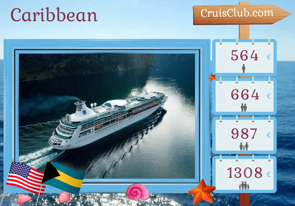 Cruise in the Caribbean from Fort Lauderdale aboard Vision of the Seas ship with visits to USA and Bahamas for 4 days
