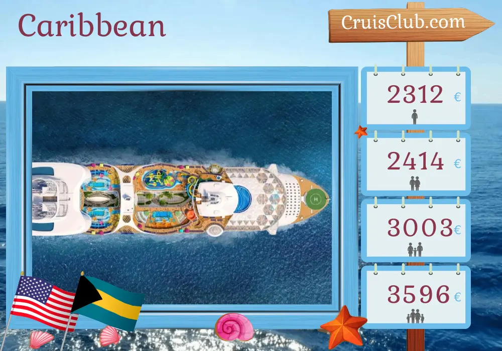 Cruise in the Caribbean from Port Canaveral / Orlando aboard Utopia of the Seas ship with visits to USA and Bahamas for 5 days