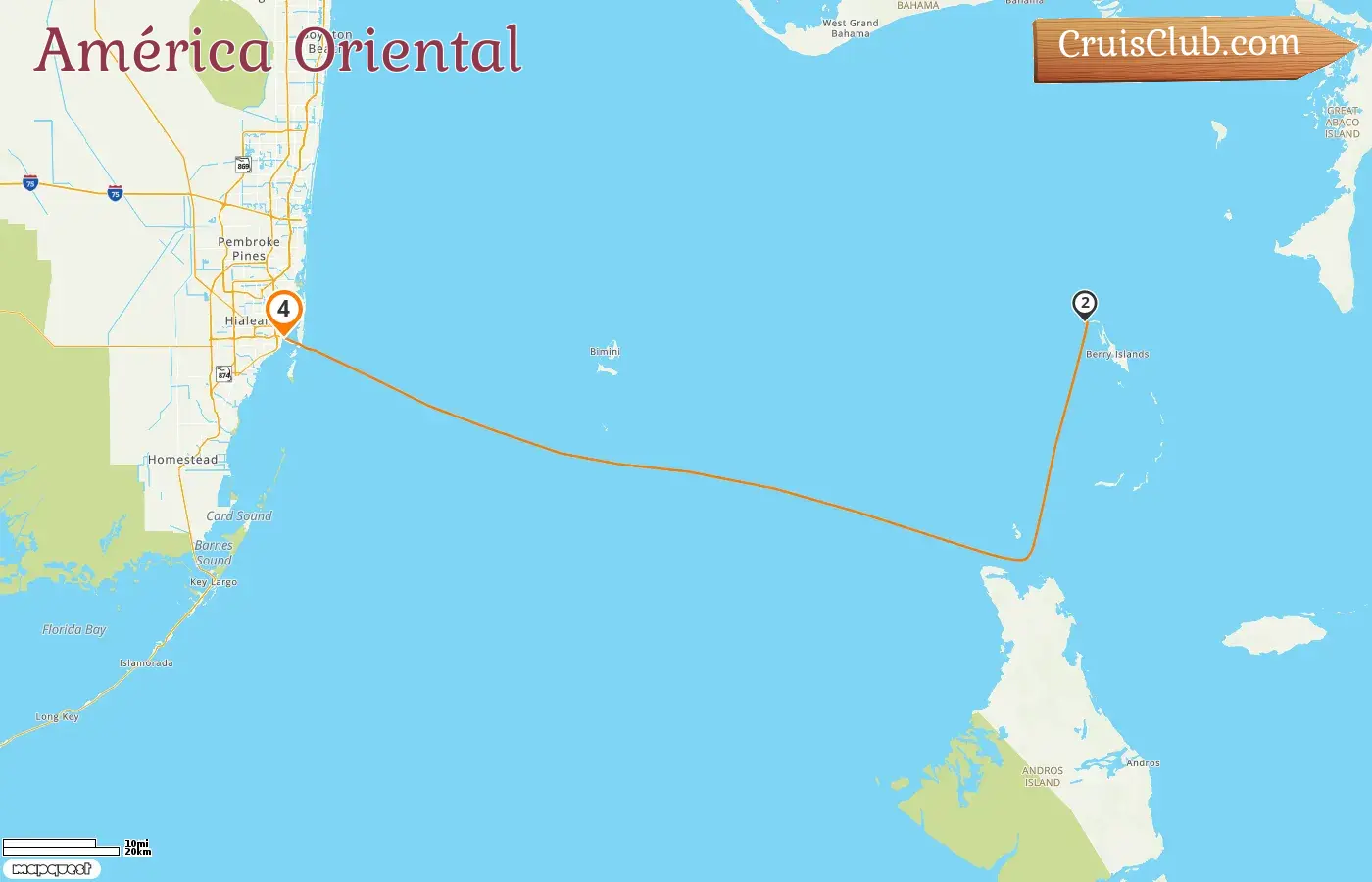 Cruzeiro no Leste dos Estados Unidos a partir de Miami a bordo do navio Maravilha dos Mares com visitas aos EUA e Bahamas por 4 dias