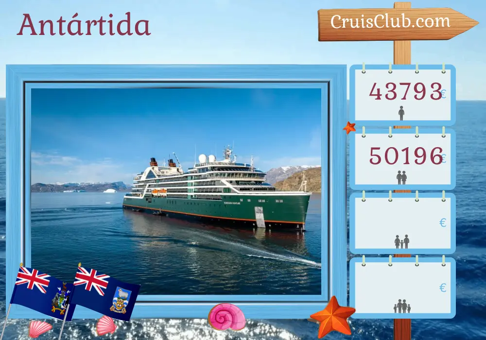 Cruzeiro na Antártida partindo de Ushuaia a bordo do navio Seabourn Venture com visitas à Argentina e Ilhas Malvinas por 21 dias