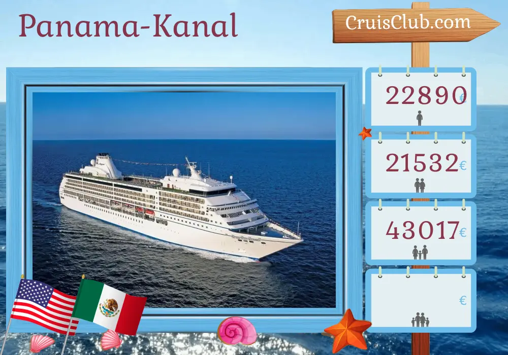 Kreuzfahrt im Panamakanal von Miami nach Honolulu an Bord des Schiff Seven Seas Mariner mit Stopps in den USA, Kolumbien, Panama, Costa Rica, Guatemala und Mexiko für 22 Tage