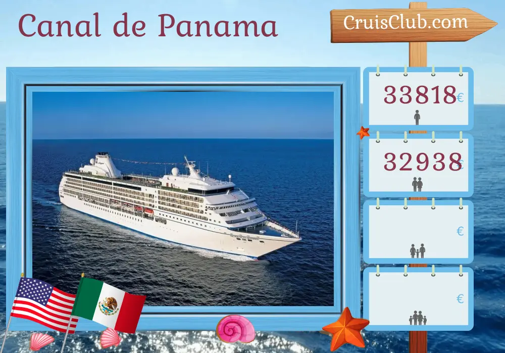 Croisière dans le canal de Panama de Miami à Honolulu à bord du navire Seven Seas Mariner avec des visites aux États-Unis, en Colombie, au Panama, au Costa Rica, au Guatemala et au Mexique pendant 22 jours