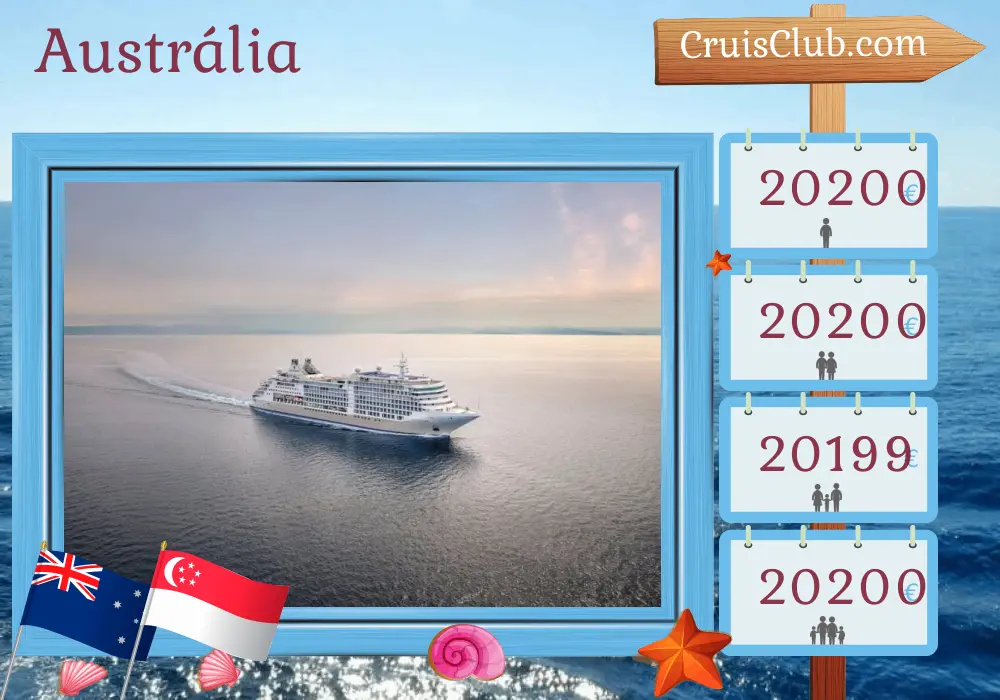 Cruzeiro na Austrália de Fremantle / Perth para Singapura a bordo do navio Silver Dawn com visitas à Austrália, Indonésia e Singapura por 17 dias