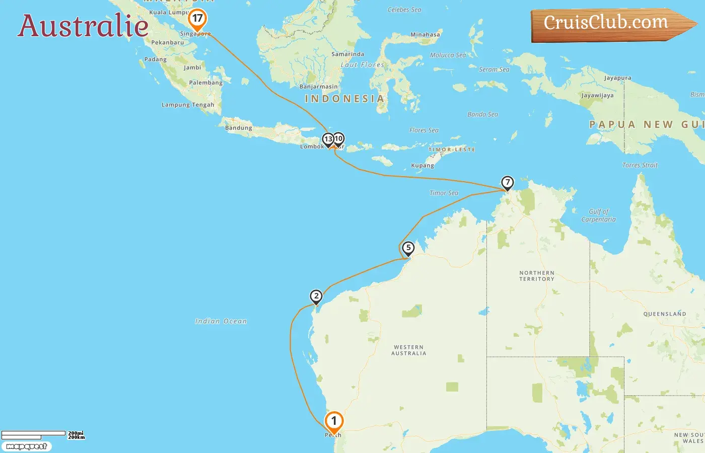 Croisière en Australie de Fremantle / Perth à Singapour à bord du navire Silver Dawn avec des visites en Australie, en Indonésie et à Singapour pendant 17 jours