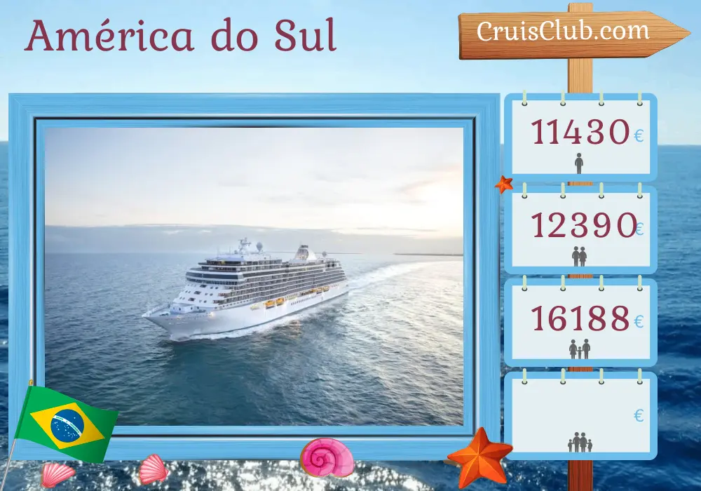 Cruzeiro na América do Sul de Rio de Janeiro a Buenos Aires a bordo do navio Seven Seas Splendor com visitas ao Brasil, Uruguai e Argentina por 12 dias