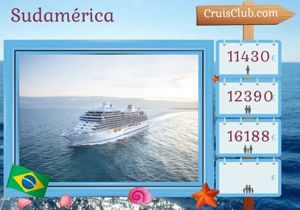 Crucero en Sudamérica de Río de Janeiro a Buenos Aires a bordo del barco Seven Seas Splendor con visitas a Brasil, Uruguay y Argentina durante 12 días