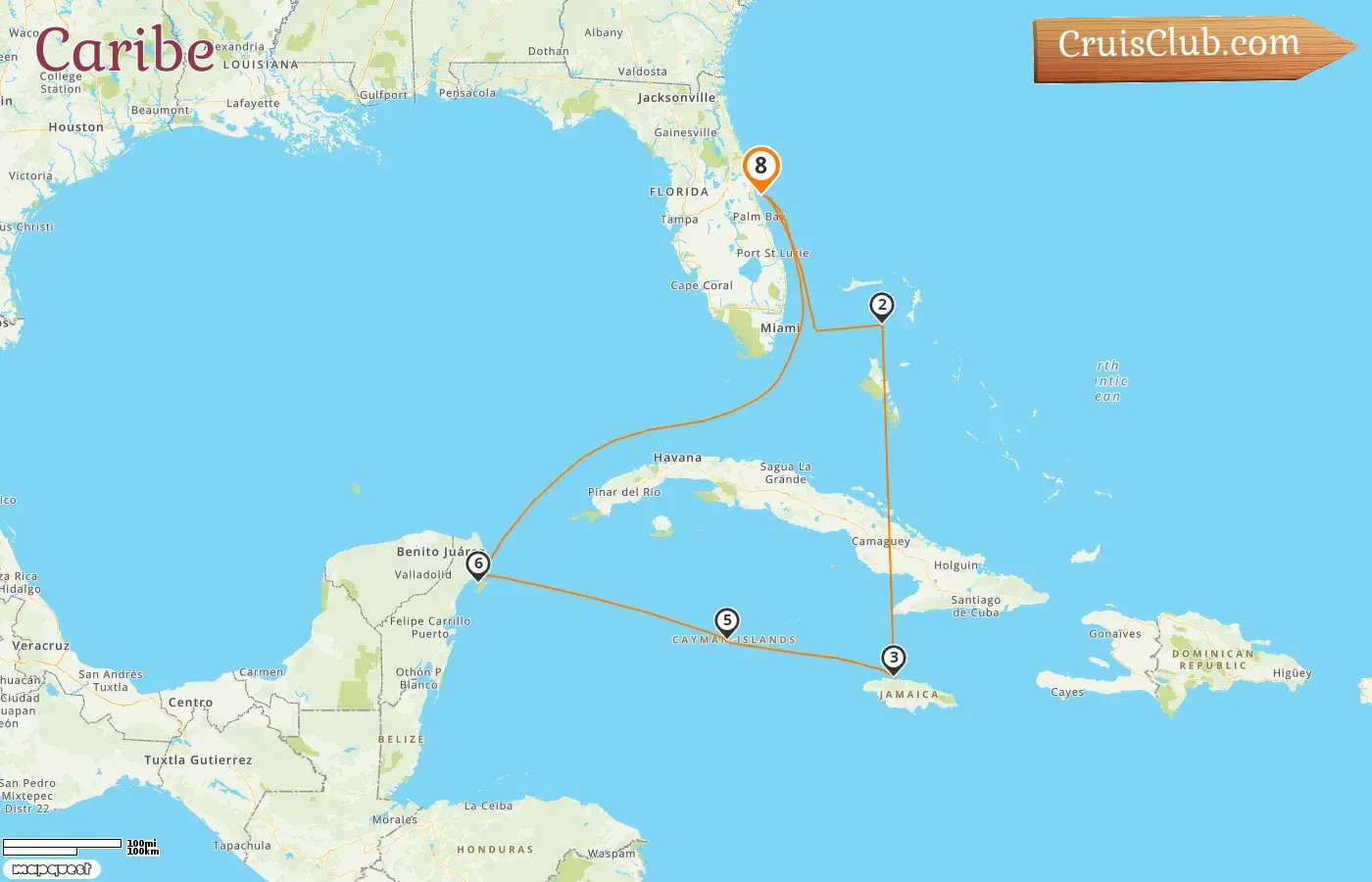 Cruzeiro no Caribe a partir de Port Canaveral / Orlando a bordo do navio Norwegian Epic com visitas aos EUA, Bahamas, Jamaica, Ilhas Cayman e México por 8 dias