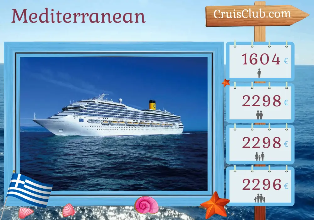 Cruise in the Mediterranean from Istanbul aboard Costa Fortuna ship with visits to Turkey and Greece for 8 days