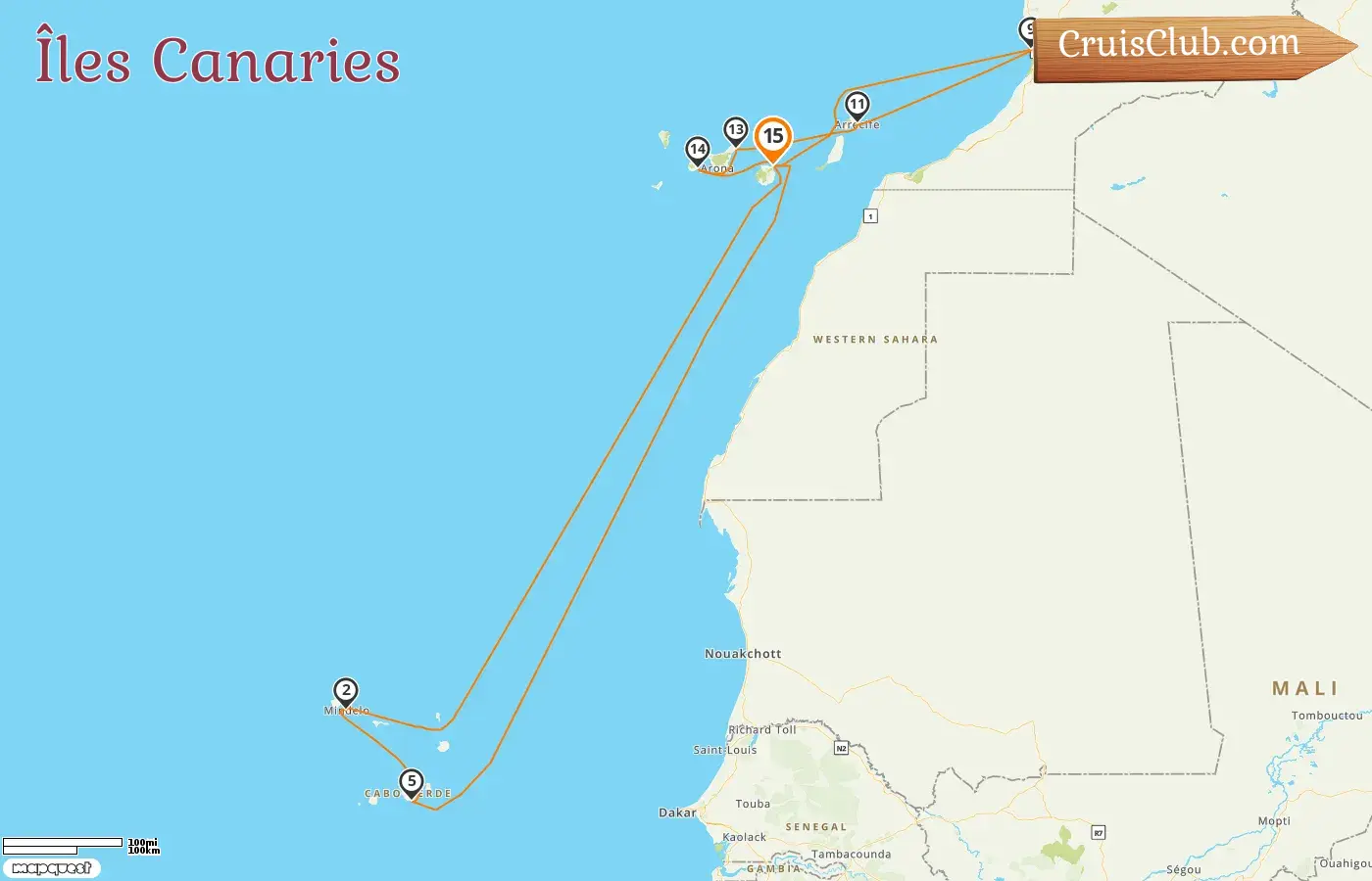Croisière dans les îles Canaries au départ de Las Palmas à bord du navire Mein Schiff 7 avec des visites en Espagne et au Maroc pendant 15 jours