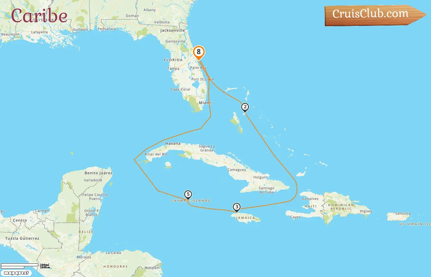 Cruzeiro no Caribe saindo de Port Canaveral / Orlando a bordo do navio Carnival Venezia com visitas aos EUA, Bahamas, Jamaica e Ilhas Cayman por 8 dias