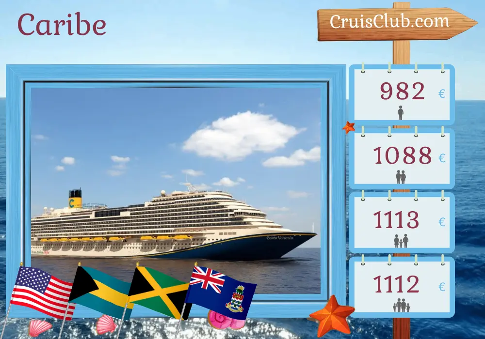 Crucero por el Caribe desde Port Canaveral / Orlando a bordo del barco Carnival Venezia con visitas a Estados Unidos, Bahamas, Jamaica e Islas Caimán durante 8 días