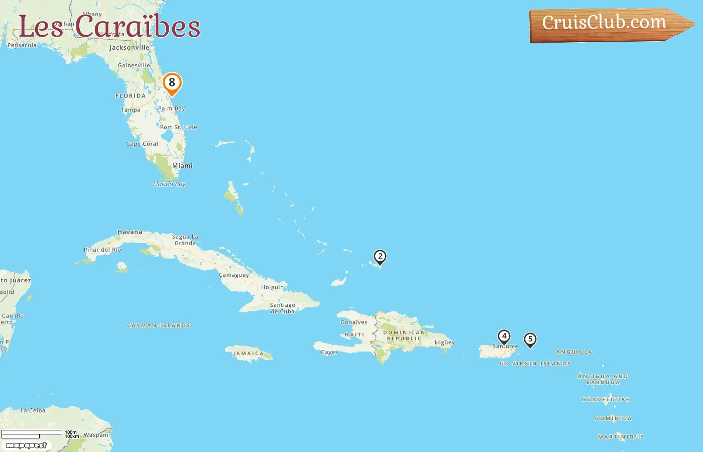 Croisière dans les Caraïbes au départ de Port Canaveral / Orlando à bord du navire Carnival Venezia avec des escales aux États-Unis et à Porto Rico pendant 8 jours