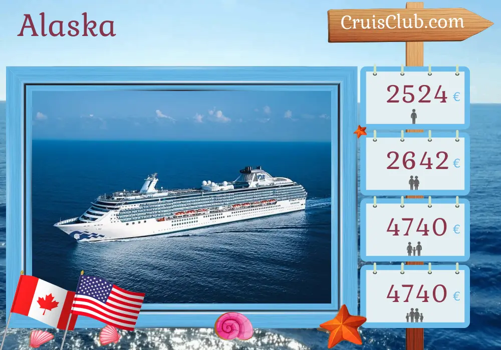 Cruise in the Alaska from Vancouver aboard Coral Princess ship with visits to Canada and USA for 8 days