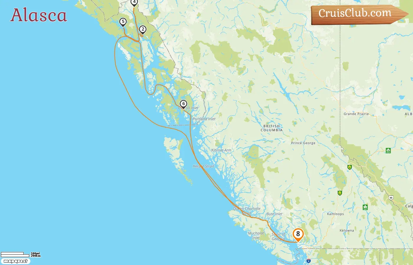 Cruzeiro no Alasca partindo de Vancouver a bordo do navio Coral Princess com visitas ao Canadá e EUA por 8 dias